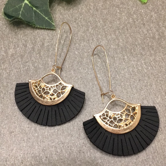 boutique Jewelry - *Last Pair* Matte Gold & Leather Fringe Earrings